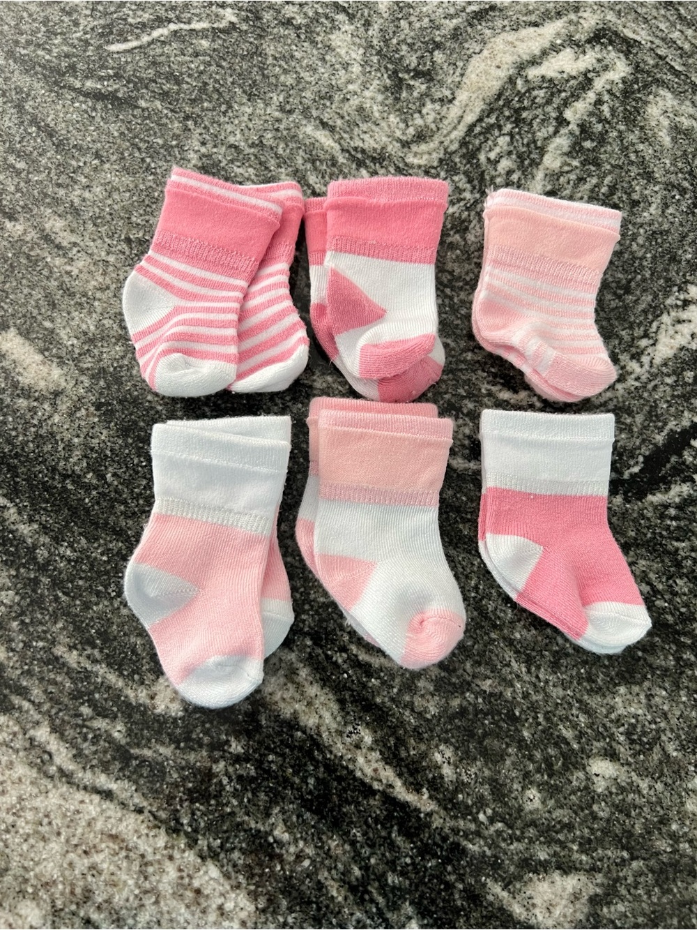 Pack of 6 Baby Pink & White Socks for Girls